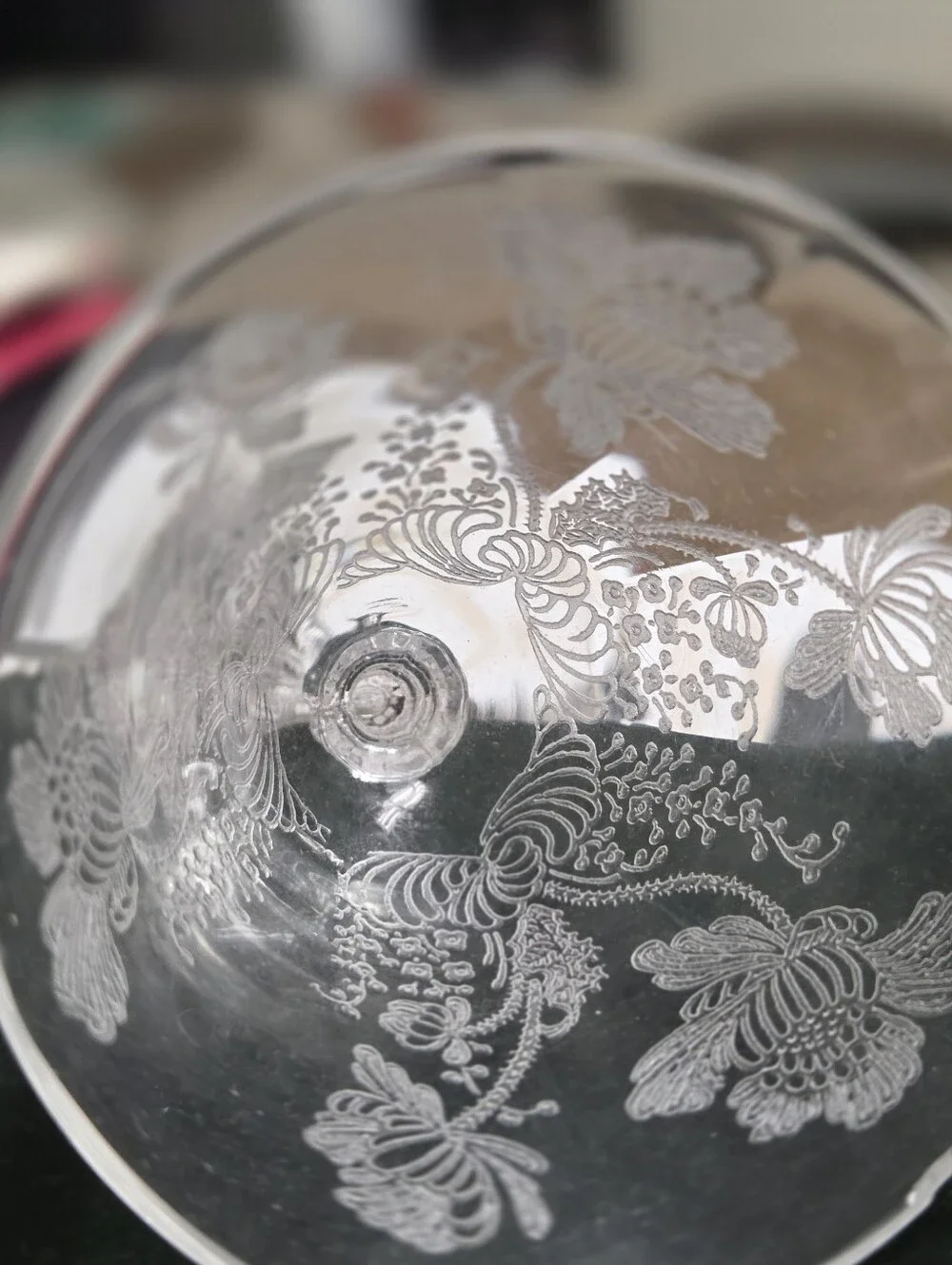 Fostoria Crystal Etched Floral Wine Water Goblet Glass -Clear in Shirley Pattern